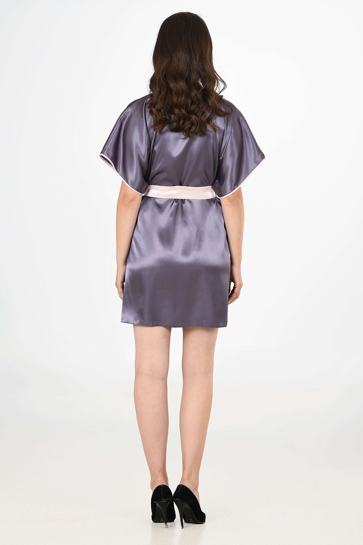Woman Satin Peony Dressing Gown Woman Satin Peony Dressing Gown