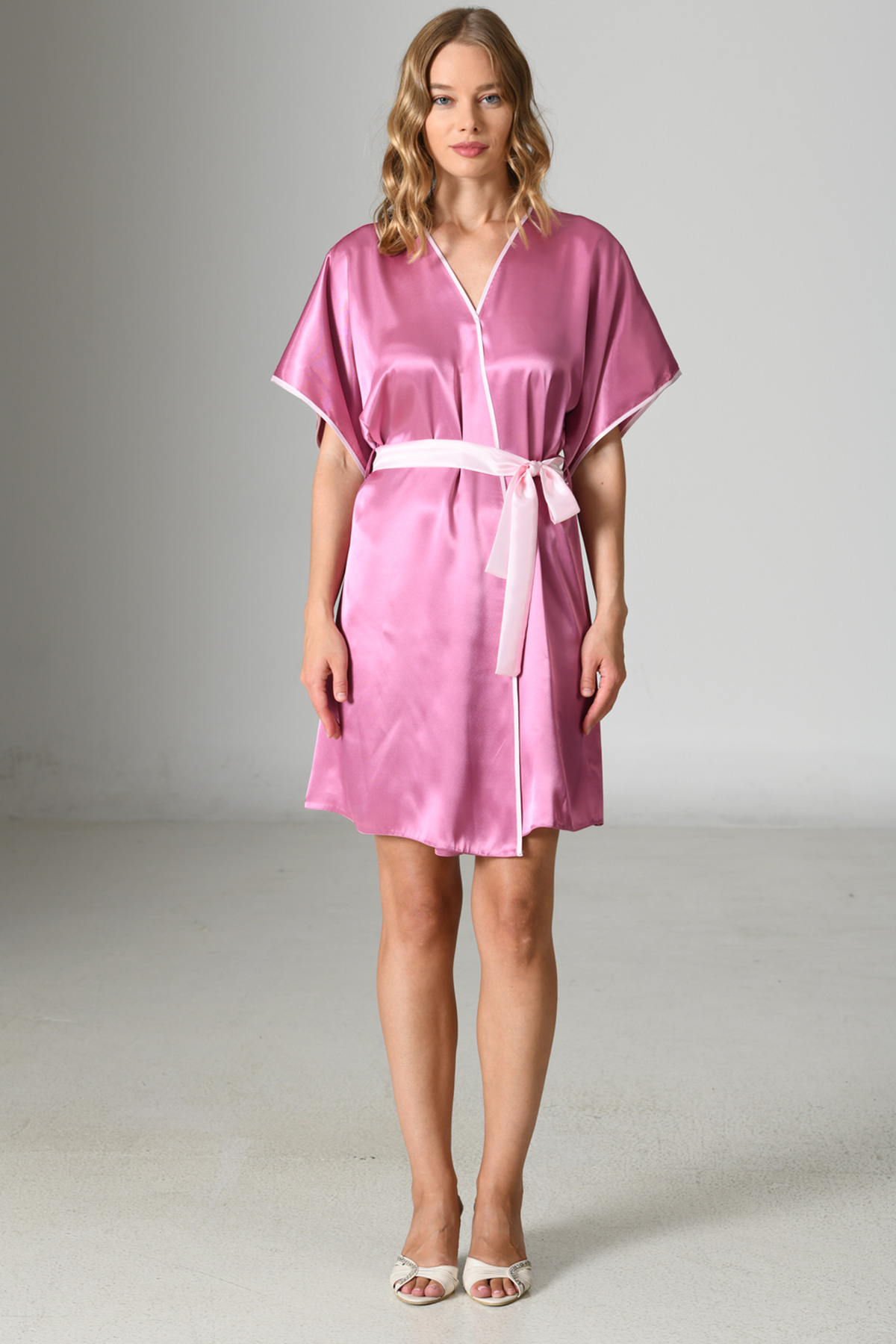 Woman Satin Petunia Dressing Gown Woman Satin Petunia Dressing Gown