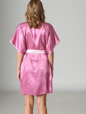 Woman Satin Petunia Dressing Gown Woman Satin Petunia Dressing Gown