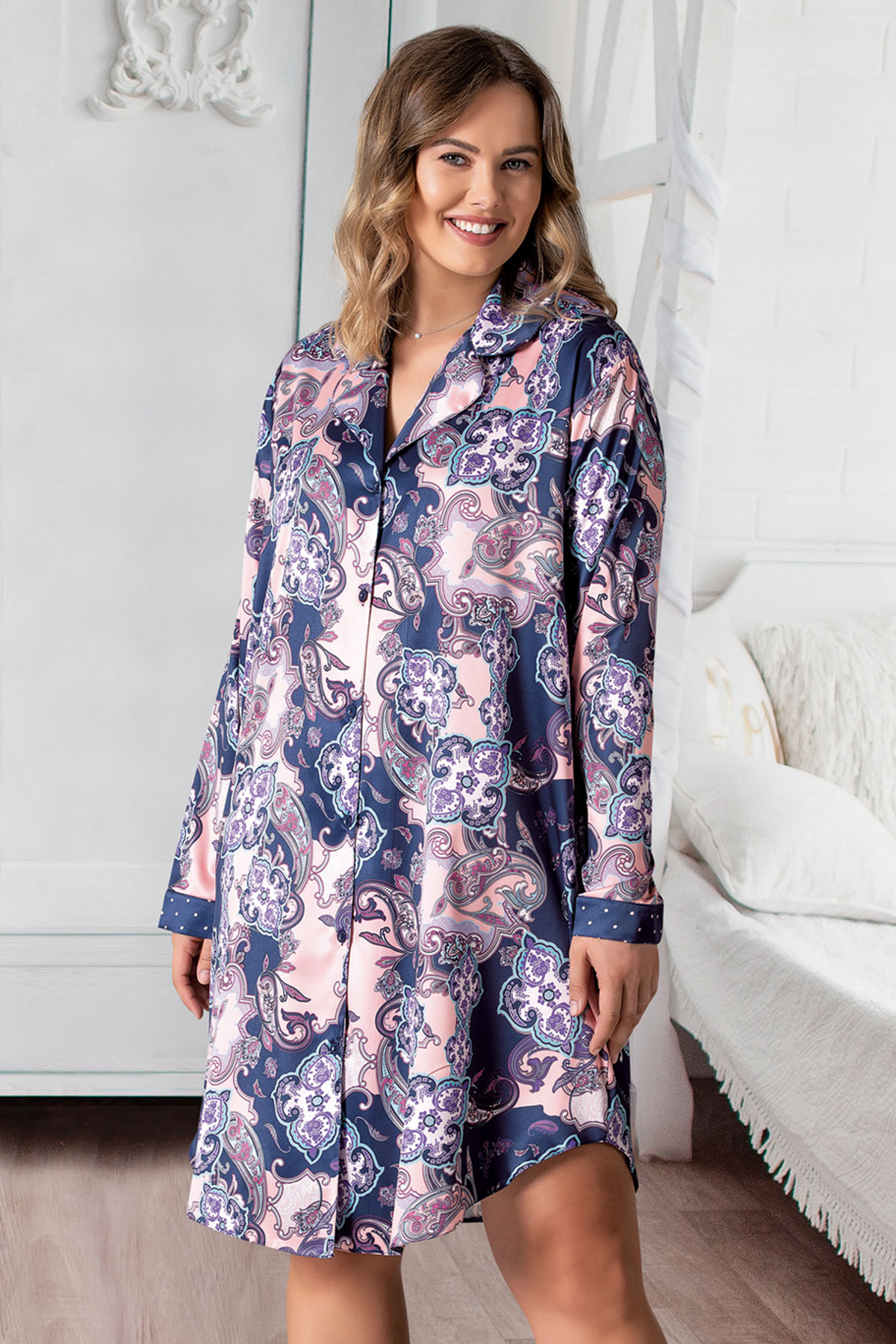 Woman Satin Exclusive Big Size Ethnic Shirt Woman Satin Exclusive Big Size Ethnic Shirt