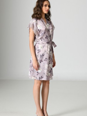 Woman Satin Orchid Dressing Gown Woman Satin Orchid Dressing Gown