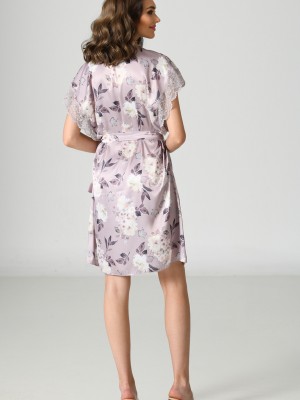 Woman Satin Orchid Dressing Gown Woman Satin Orchid Dressing Gown