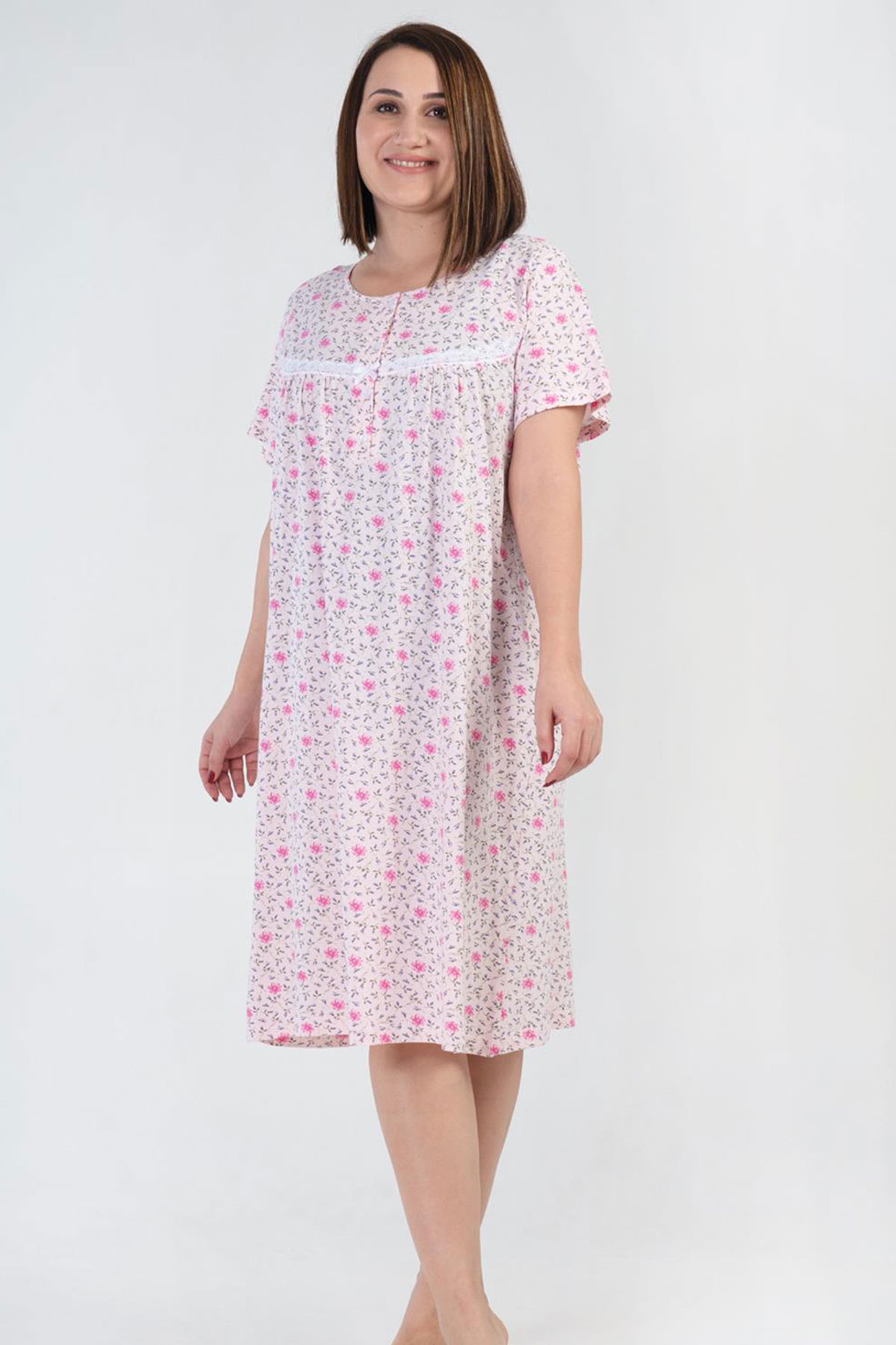Woman Big Size Cotton Veca Grandma Nightgown