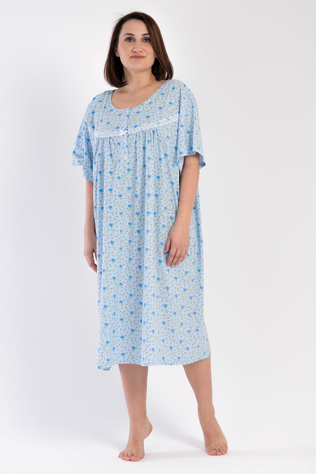 Woman Big Size Cotton Veca Grandma Nightgown
