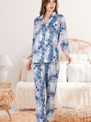 Woman Satin Ocean Pyjama Set Woman Satin Ocean Pyjama Set
