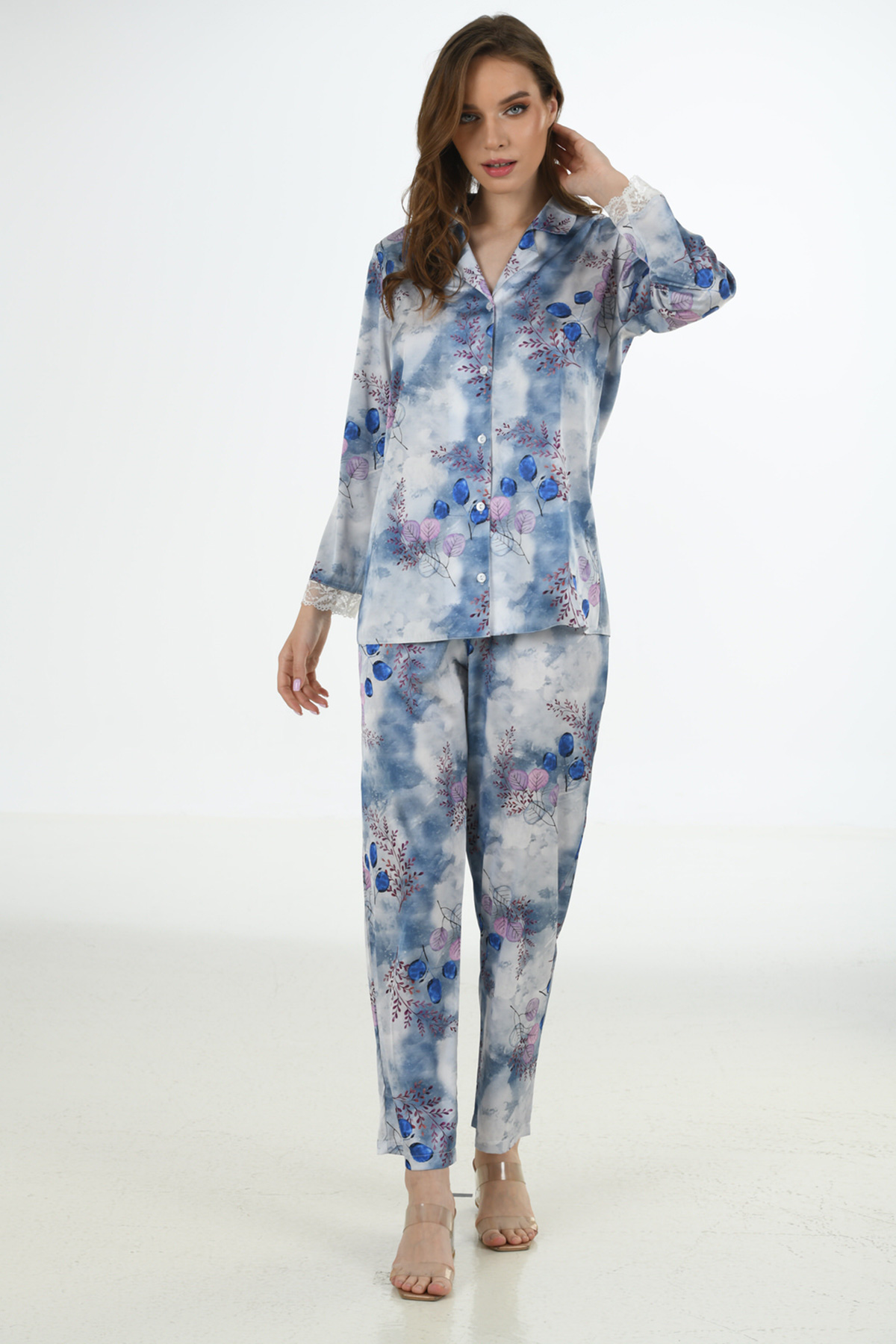 Woman Satin Ocean Pyjama Set Woman Satin Ocean Pyjama Set