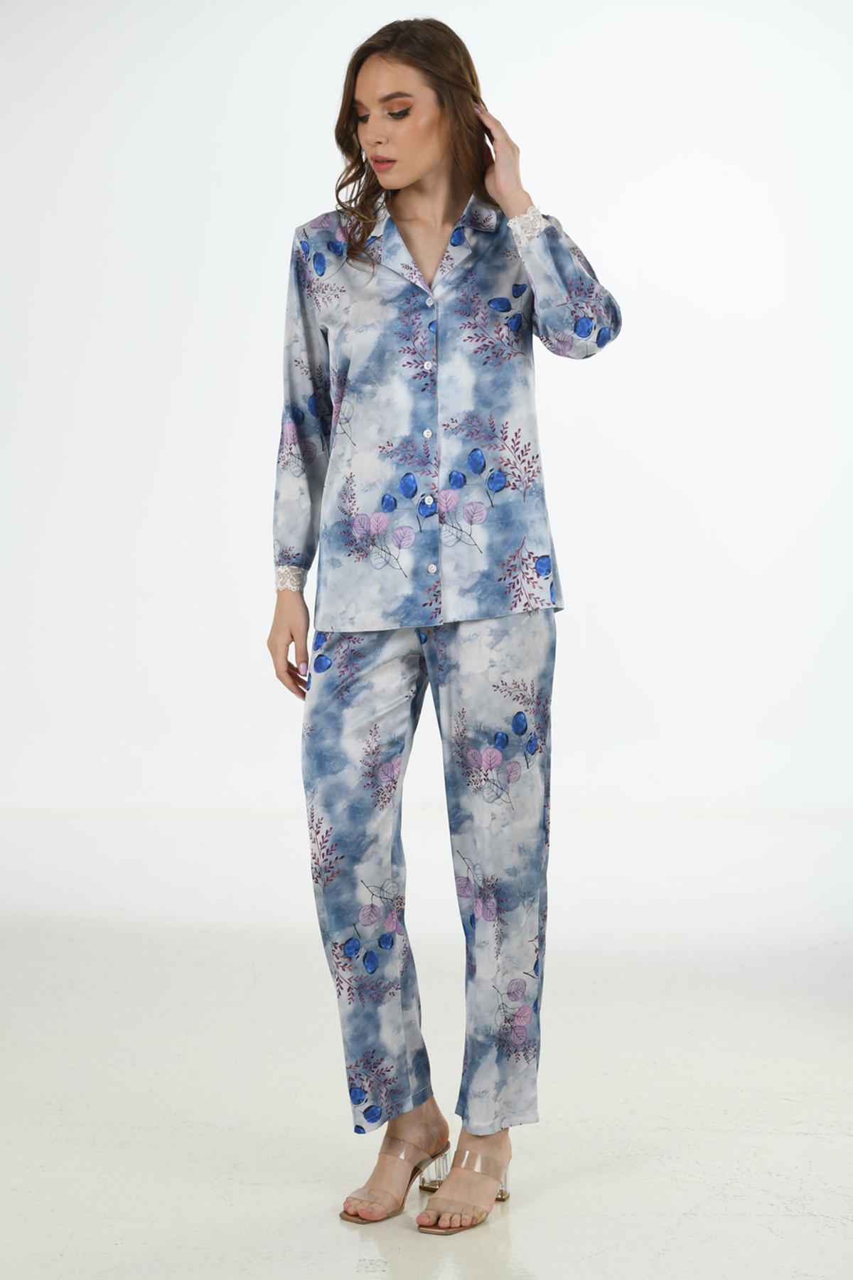 Woman Satin Ocean Pyjama Set Woman Satin Ocean Pyjama Set