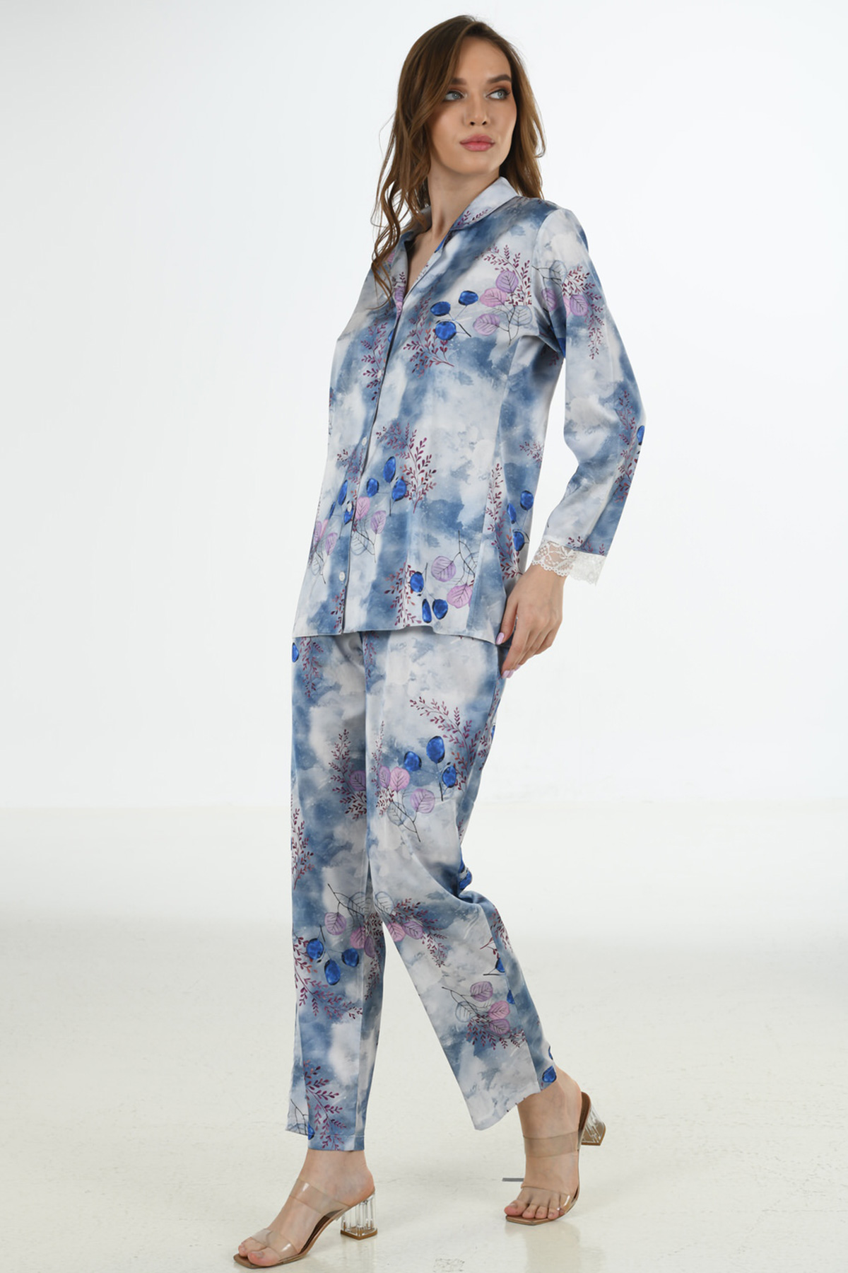 Woman Satin Ocean Pyjama Set Woman Satin Ocean Pyjama Set