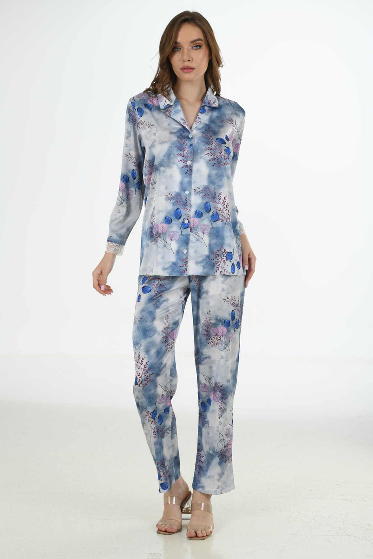 Woman Satin Ocean Pyjama Set Woman Satin Ocean Pyjama Set