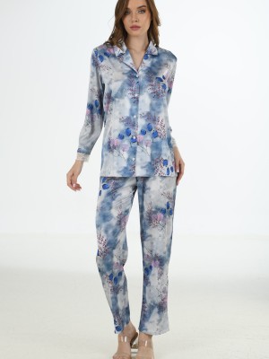 Woman Satin Ocean Pyjama Set Woman Satin Ocean Pyjama Set