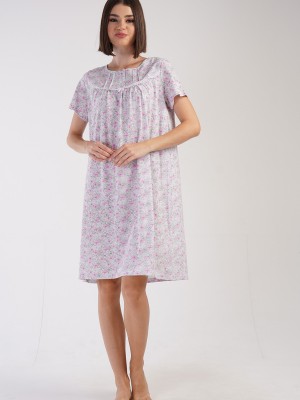 Woman Serra Short Sleeve Grandma Nightgown Woman Serra Short Sleeve Grandma Nightgown