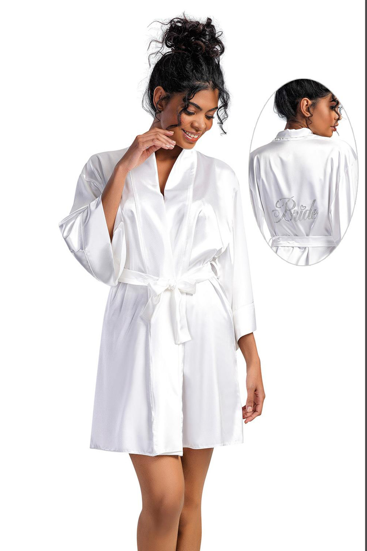Woman Satin Bride Dressing Gown Woman Satin Bride Dressing Gown