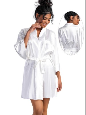 Woman Satin Bride Dressing Gown Woman Satin Bride Dressing Gown