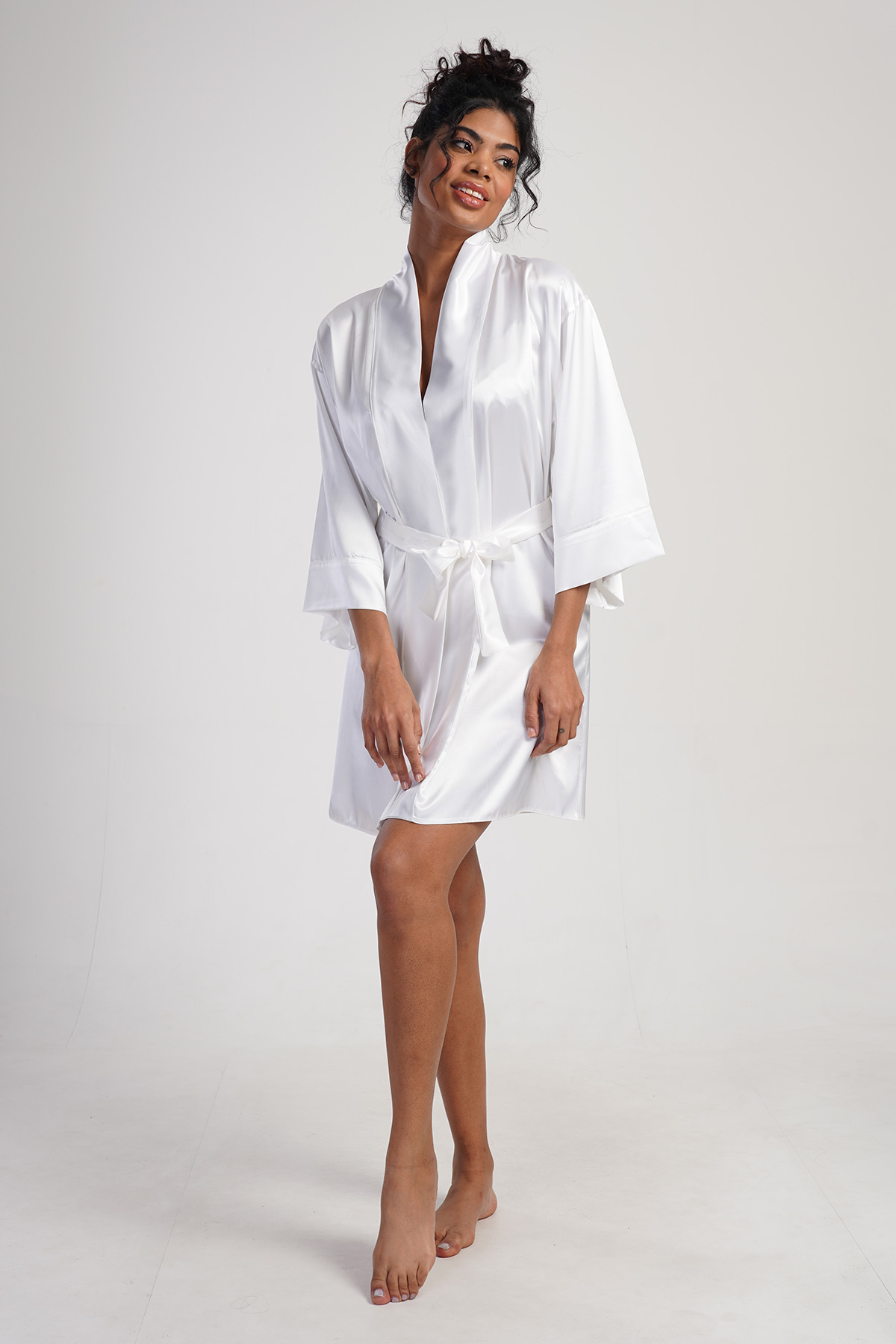 Woman Satin Bride Dressing Gown Woman Satin Bride Dressing Gown