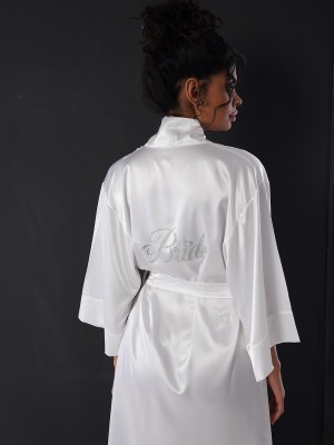 Woman Satin Bride Dressing Gown Woman Satin Bride Dressing Gown