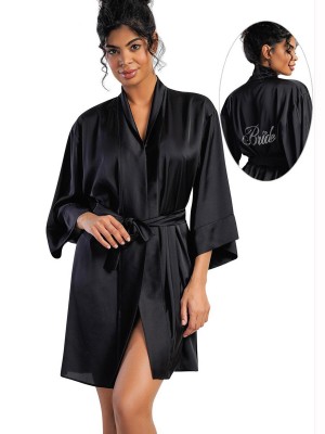 Woman Satin Bride Dressing Gown Woman Satin Bride Dressing Gown