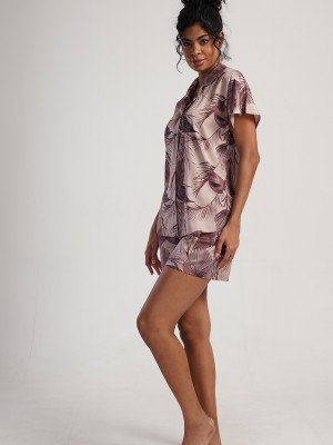 Woman Satin Brownie Short Set Woman Satin Brownie Short Set