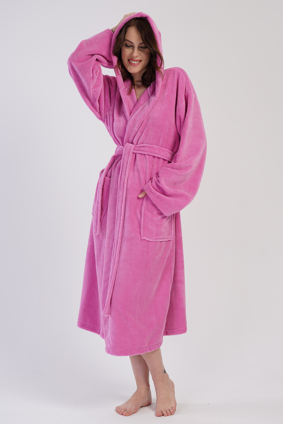 Woman Soft Hoodie Detail Bathrobe Woman Soft Hoodie Detail Bathrobe