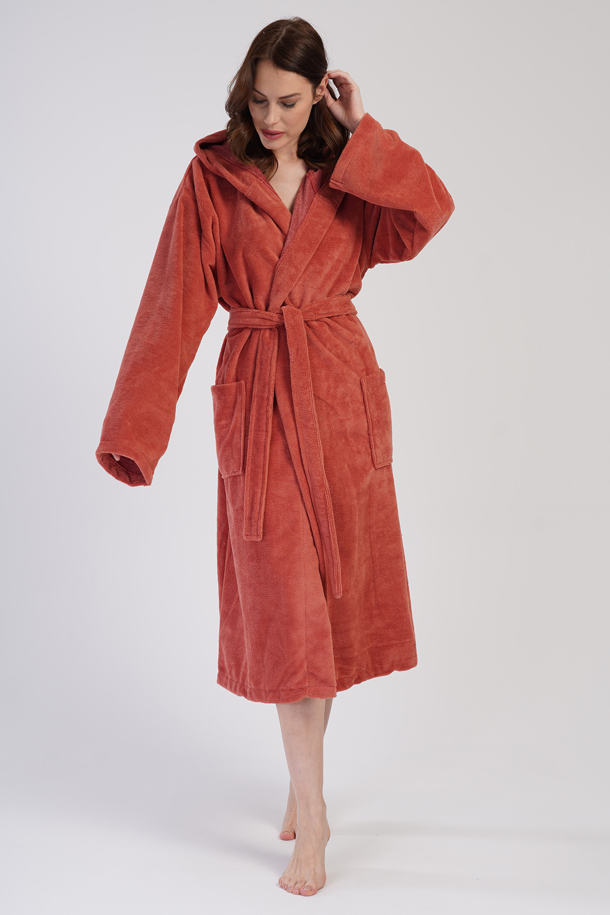 Woman Soft Hoodie Detail Bathrobe Woman Soft Hoodie Detail Bathrobe