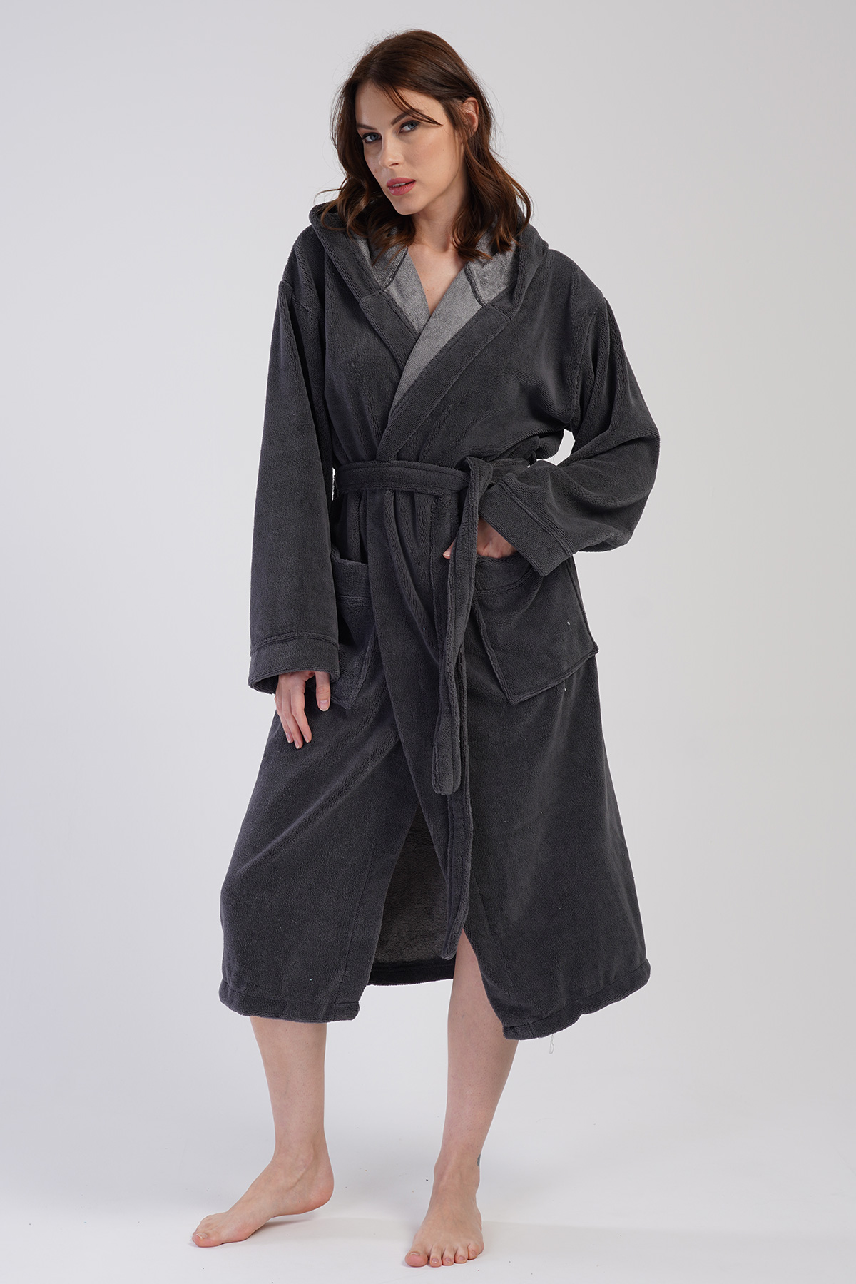 Woman Soft Hoodie Detail Bathrobe Woman Soft Hoodie Detail Bathrobe