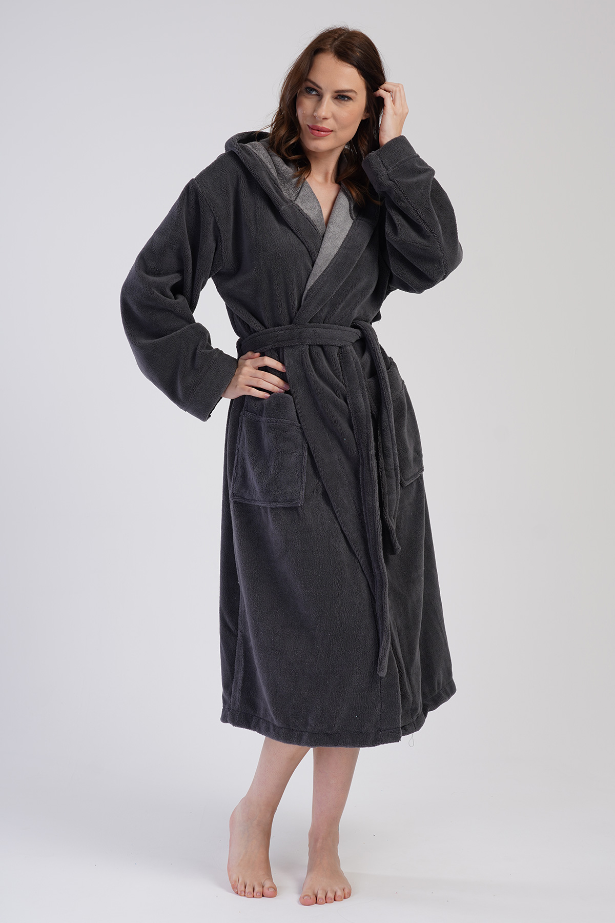 Woman Soft Hoodie Detail Bathrobe Woman Soft Hoodie Detail Bathrobe