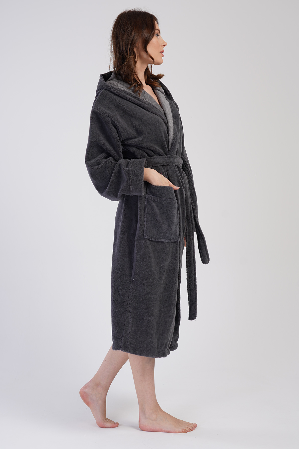 Woman Soft Hoodie Detail Bathrobe Woman Soft Hoodie Detail Bathrobe