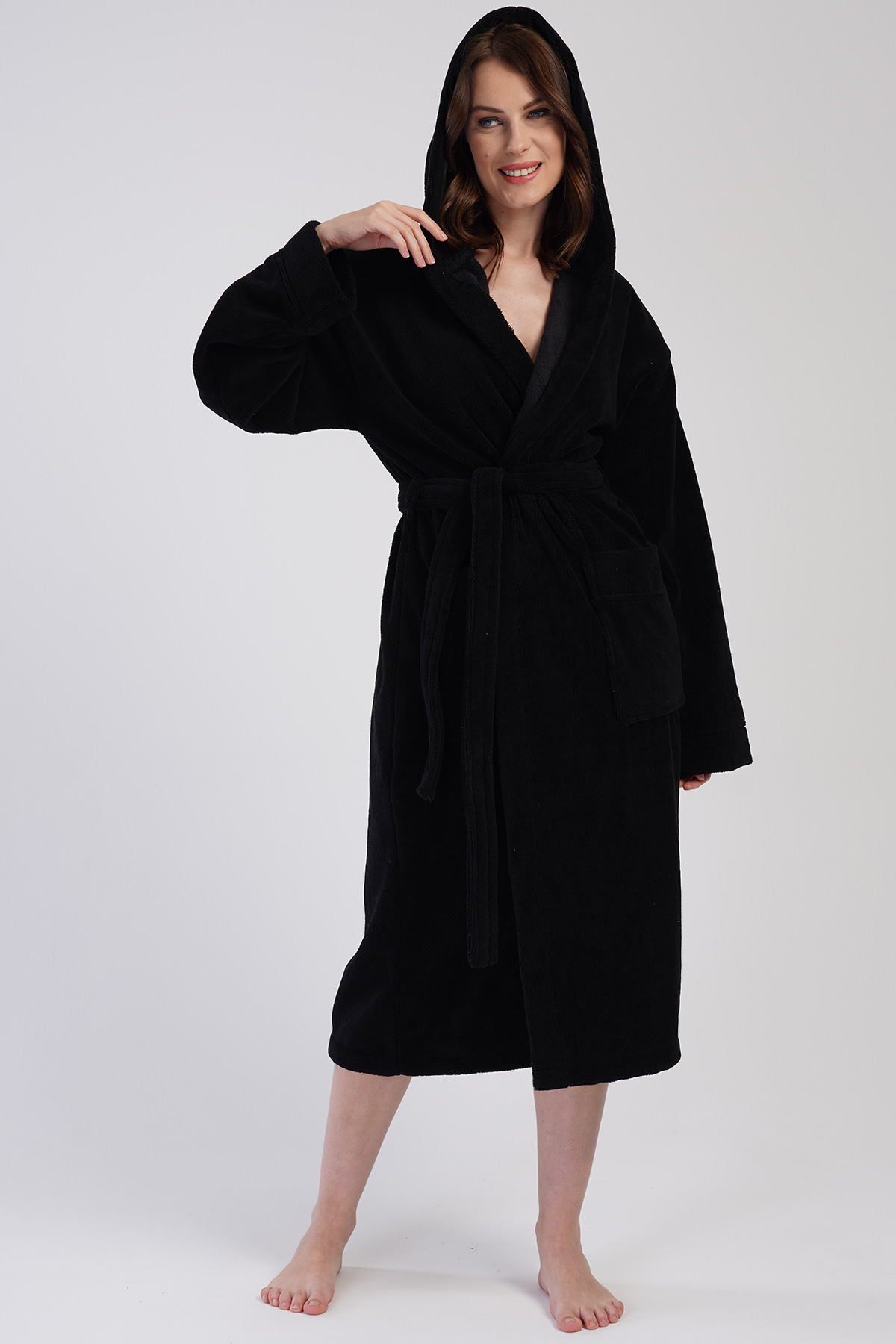 Woman Soft Hoodie Detail Bathrobe