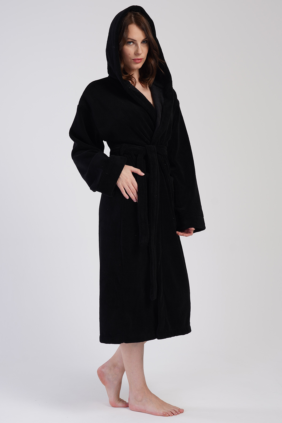 Woman Soft Hoodie Detail Bathrobe