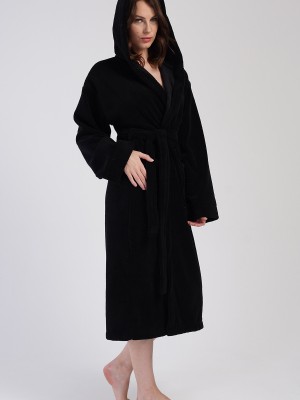 Woman Soft Hoodie Detail Bathrobe