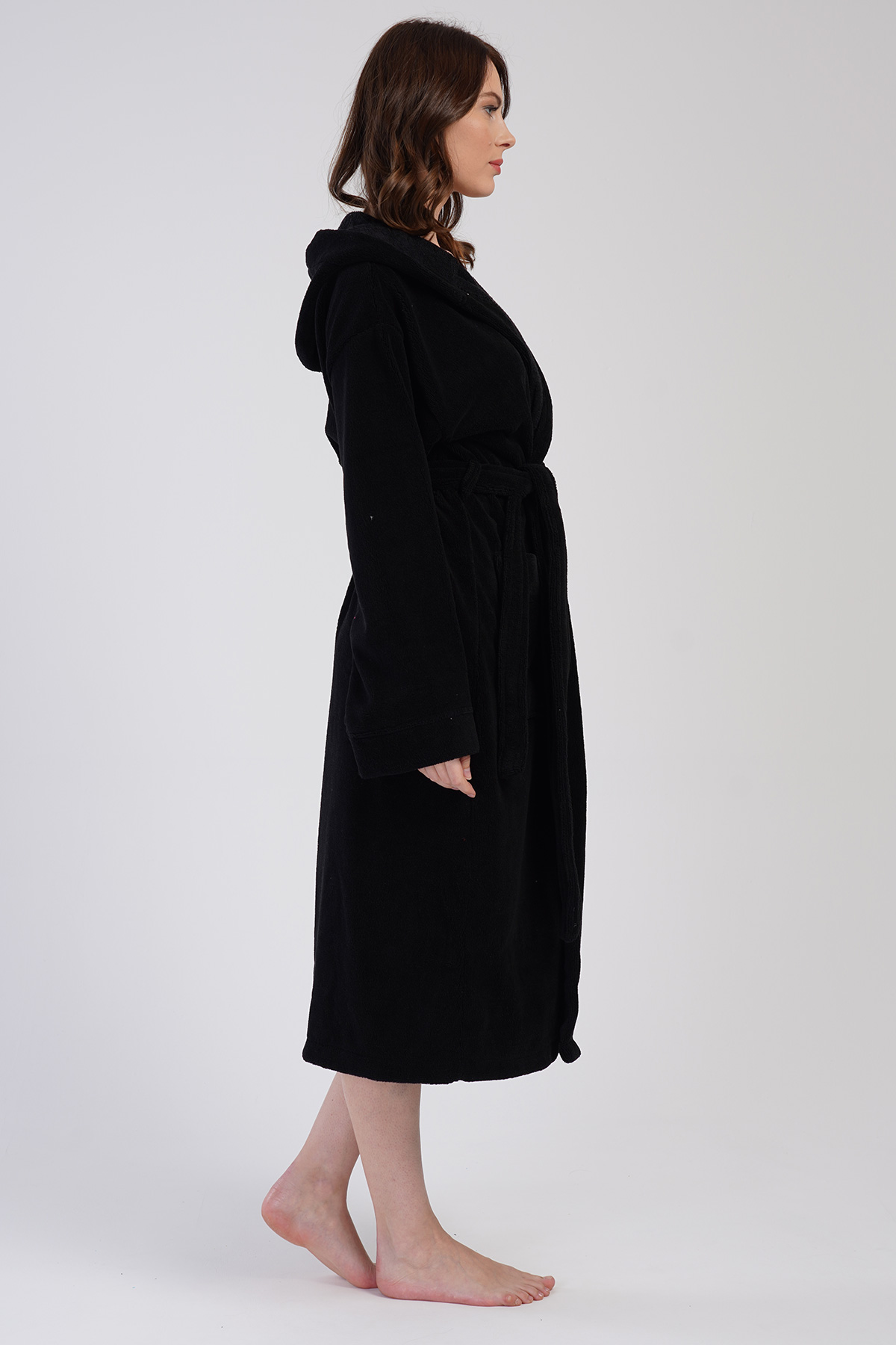 Woman Soft Hoodie Detail Bathrobe