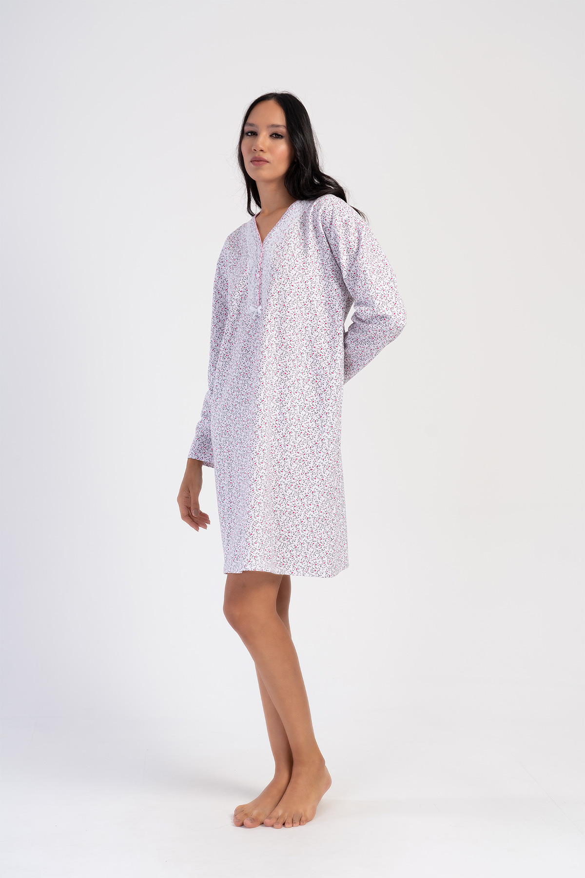 Woman Serra Cotton Grandma Nightgown Woman Serra Cotton Grandma Nightgown