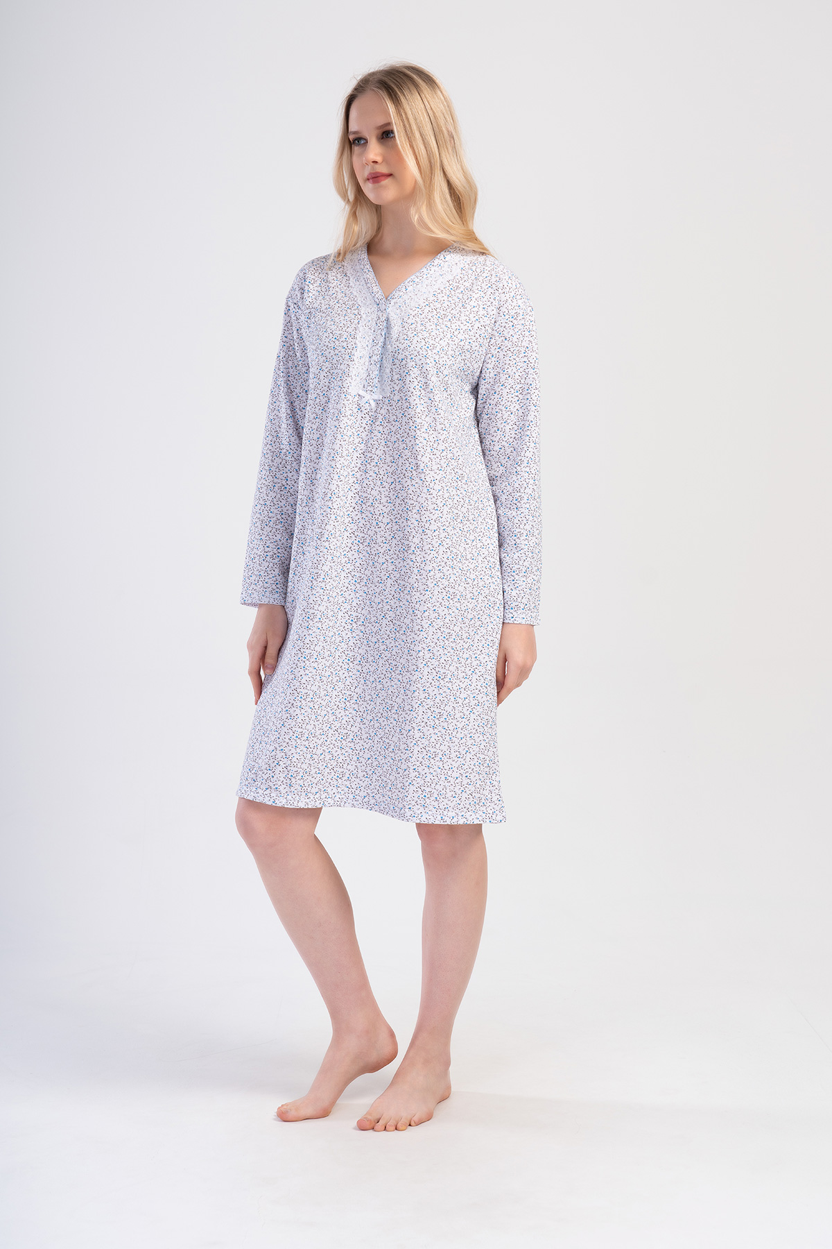 Woman Serra Cotton Grandma Nightgown Woman Serra Cotton Grandma Nightgown