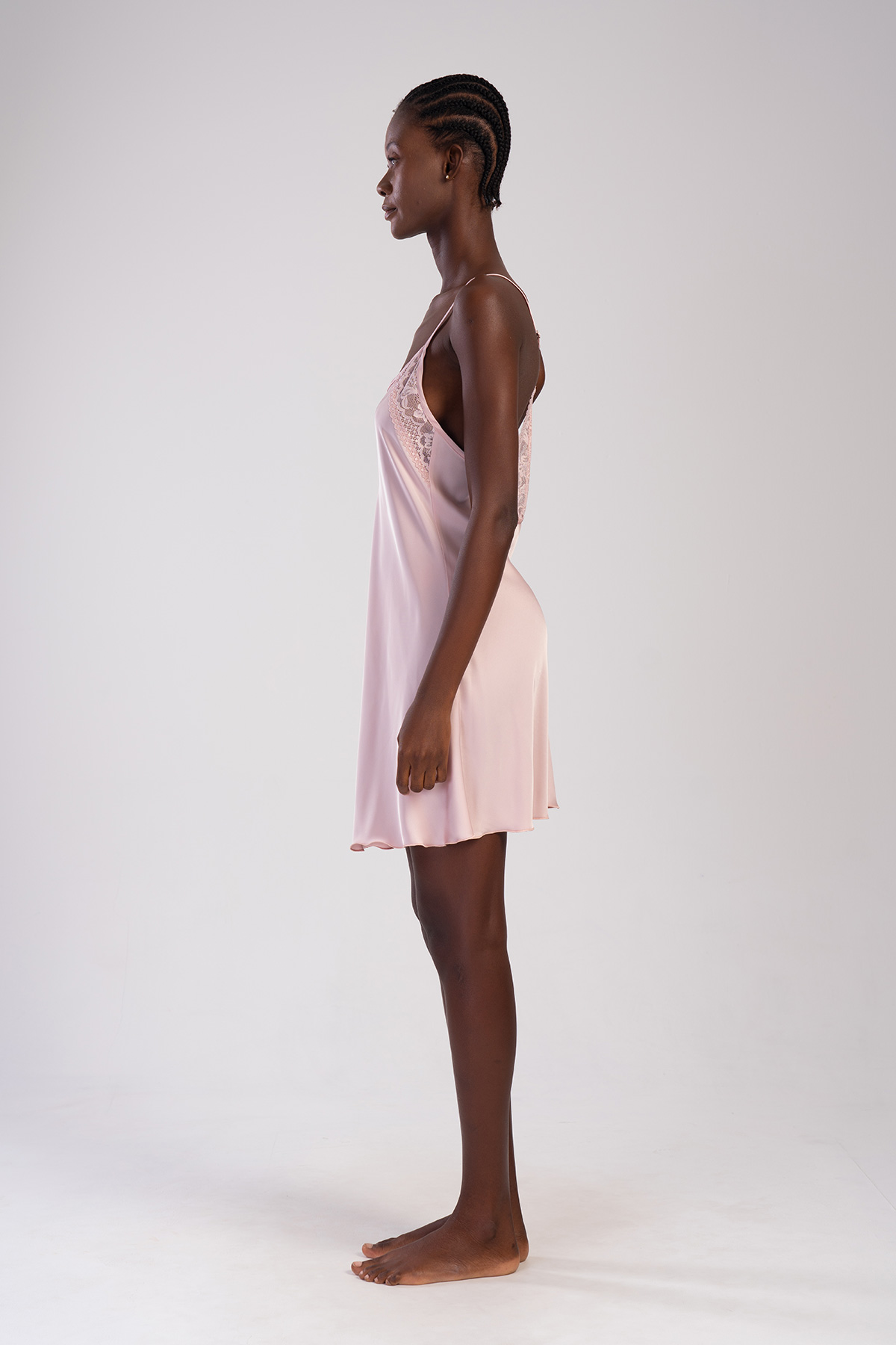 Woman Powder Pink Satin Tunic Woman Powder Pink Satin Tunic