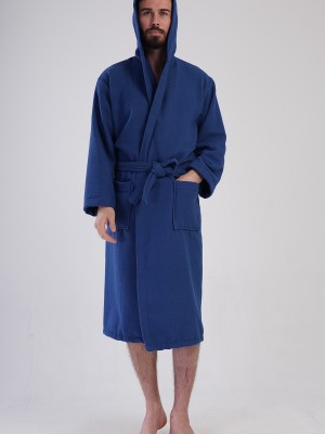 Man Waffle Vega Hoodie Detail Bathrobe Man Waffle Vega Hoodie Detail Bathrobe