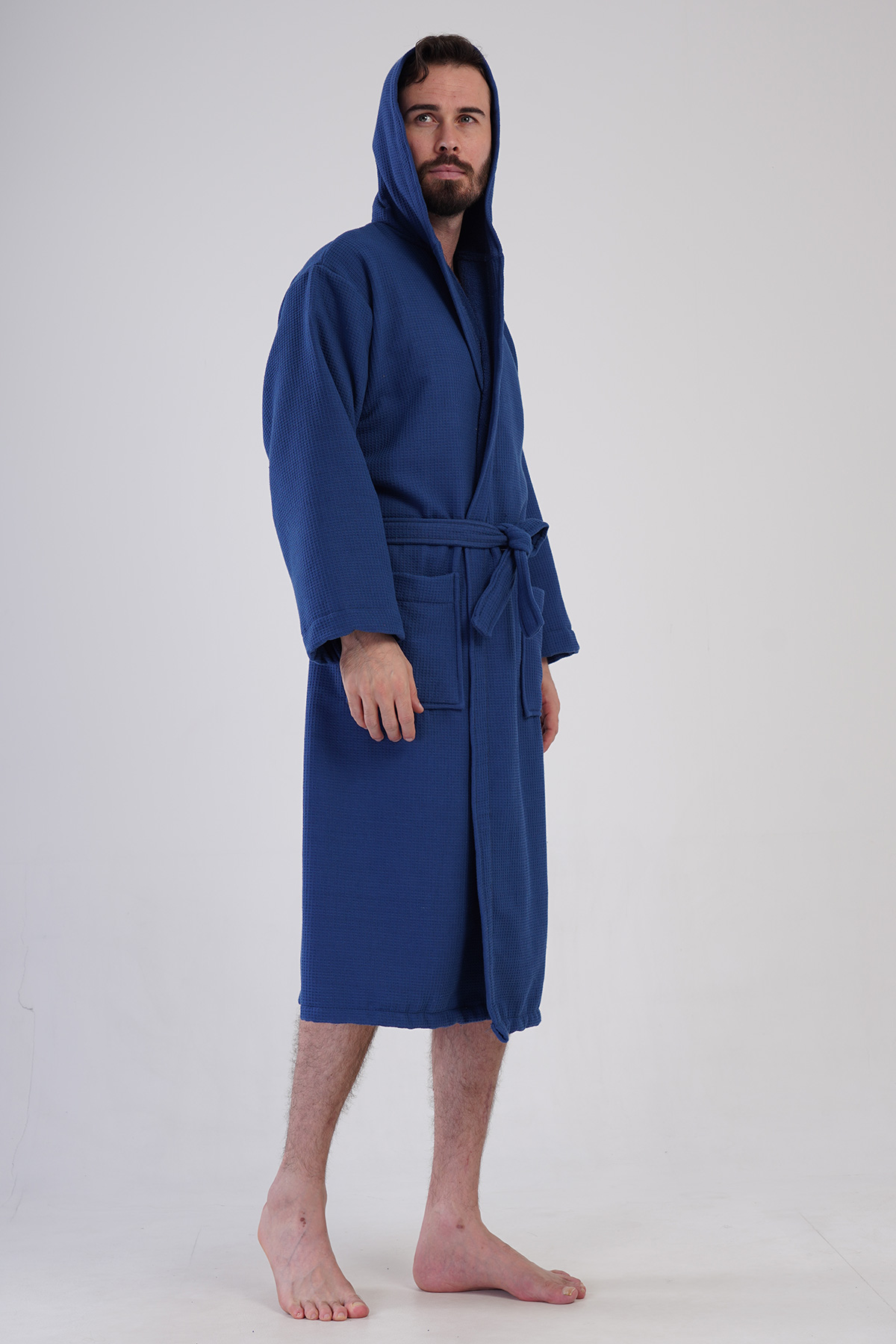 Man Waffle Vega Hoodie Detail Bathrobe Man Waffle Vega Hoodie Detail Bathrobe