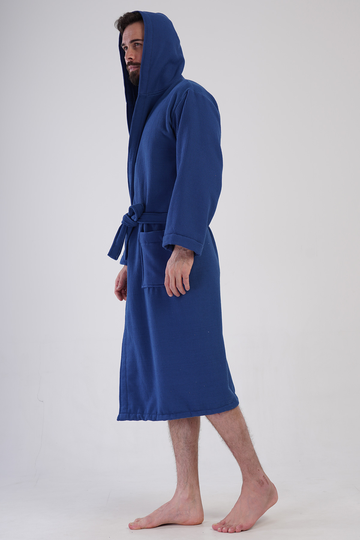 Man Waffle Vega Hoodie Detail Bathrobe Man Waffle Vega Hoodie Detail Bathrobe