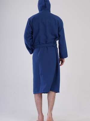 Man Waffle Vega Hoodie Detail Bathrobe Man Waffle Vega Hoodie Detail Bathrobe