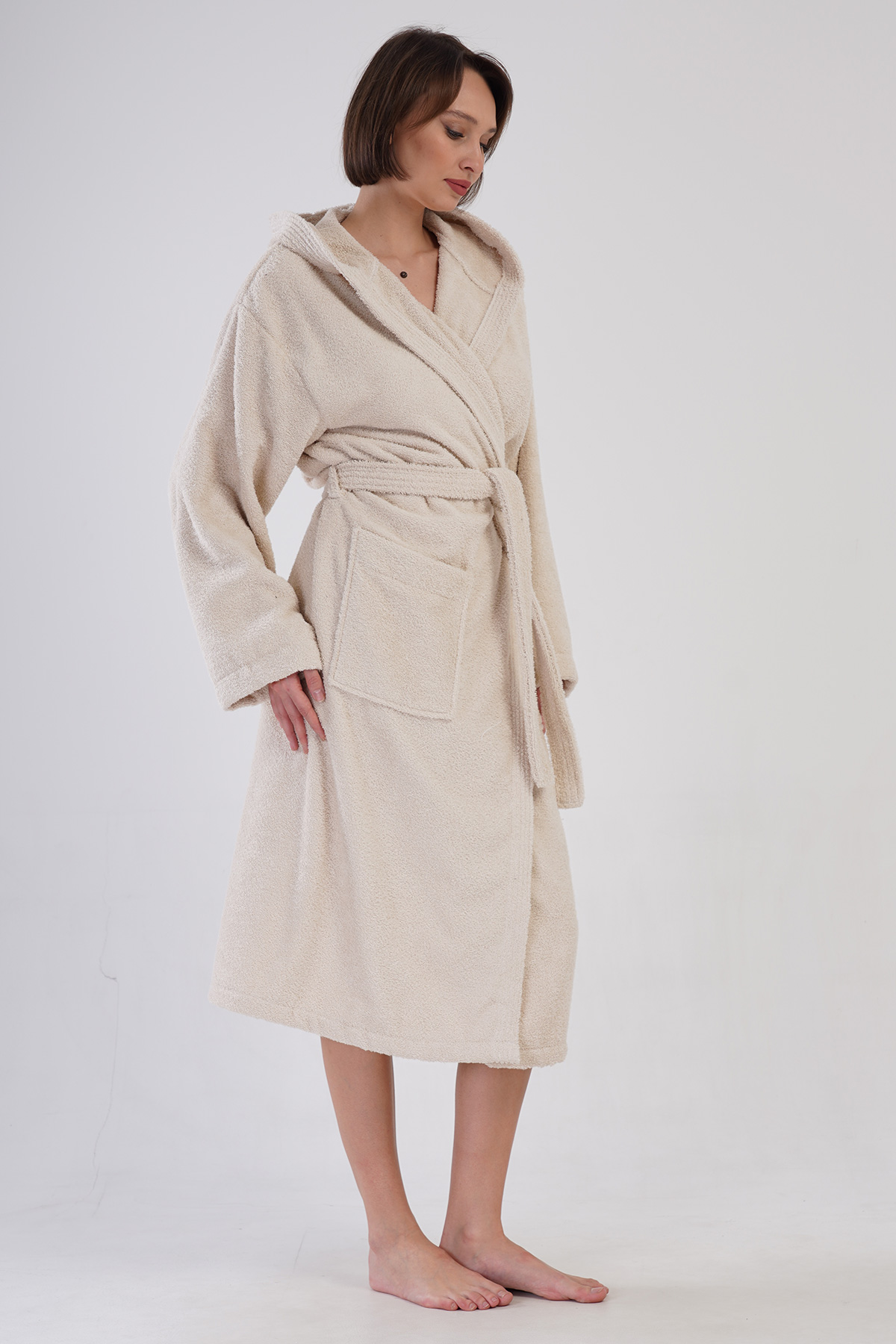 Woman Bukle Impatiens Hoodie Detail Bathrobe Woman Bukle Impatiens Hoodie Detail Bathrobe