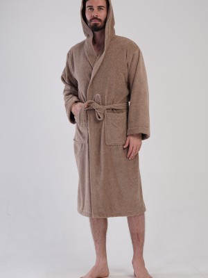Man Bukle Brown Hoodie Detail Bathrobe Man Bukle Brown Hoodie Detail Bathrobe