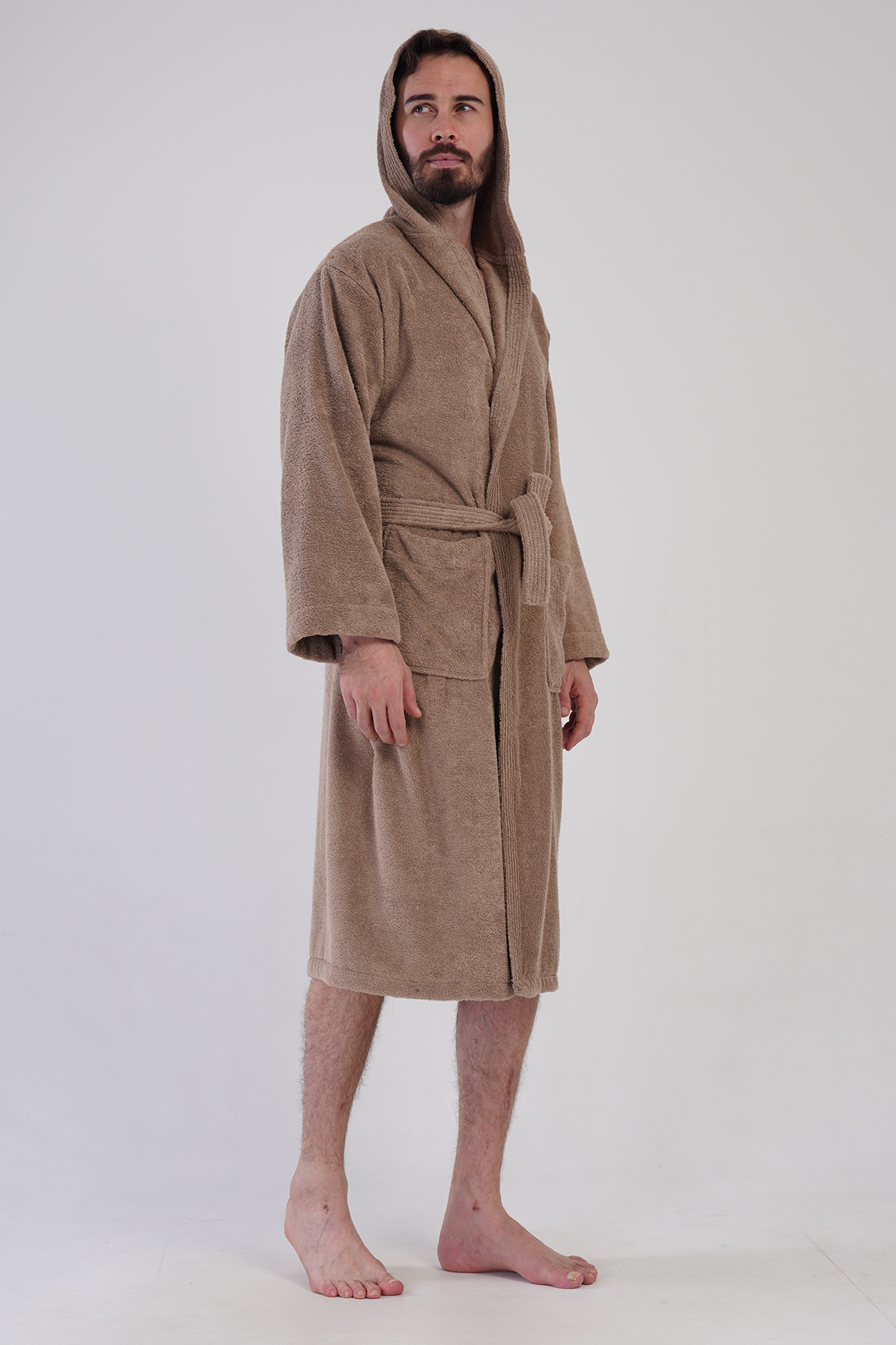 Man Bukle Brown Hoodie Detail Bathrobe Man Bukle Brown Hoodie Detail Bathrobe