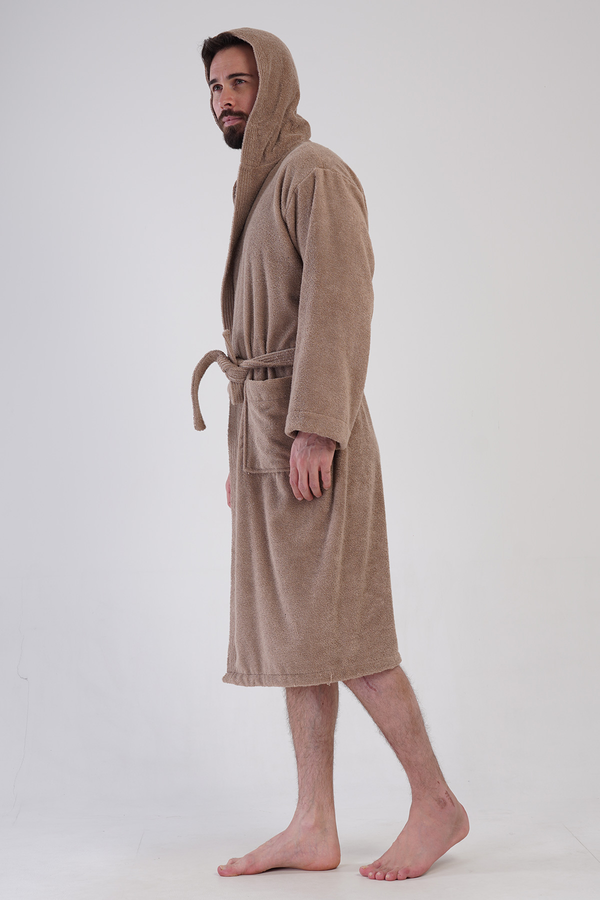 Man Bukle Brown Hoodie Detail Bathrobe Man Bukle Brown Hoodie Detail Bathrobe