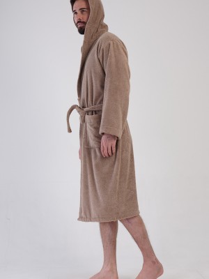 Man Bukle Brown Hoodie Detail Bathrobe Man Bukle Brown Hoodie Detail Bathrobe