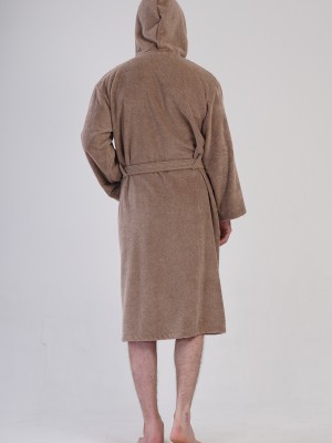 Man Bukle Brown Hoodie Detail Bathrobe Man Bukle Brown Hoodie Detail Bathrobe