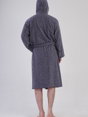 Man Bukle Stripe Hoodie Detail Bathrobe Man Bukle Stripe Hoodie Detail Bathrobe