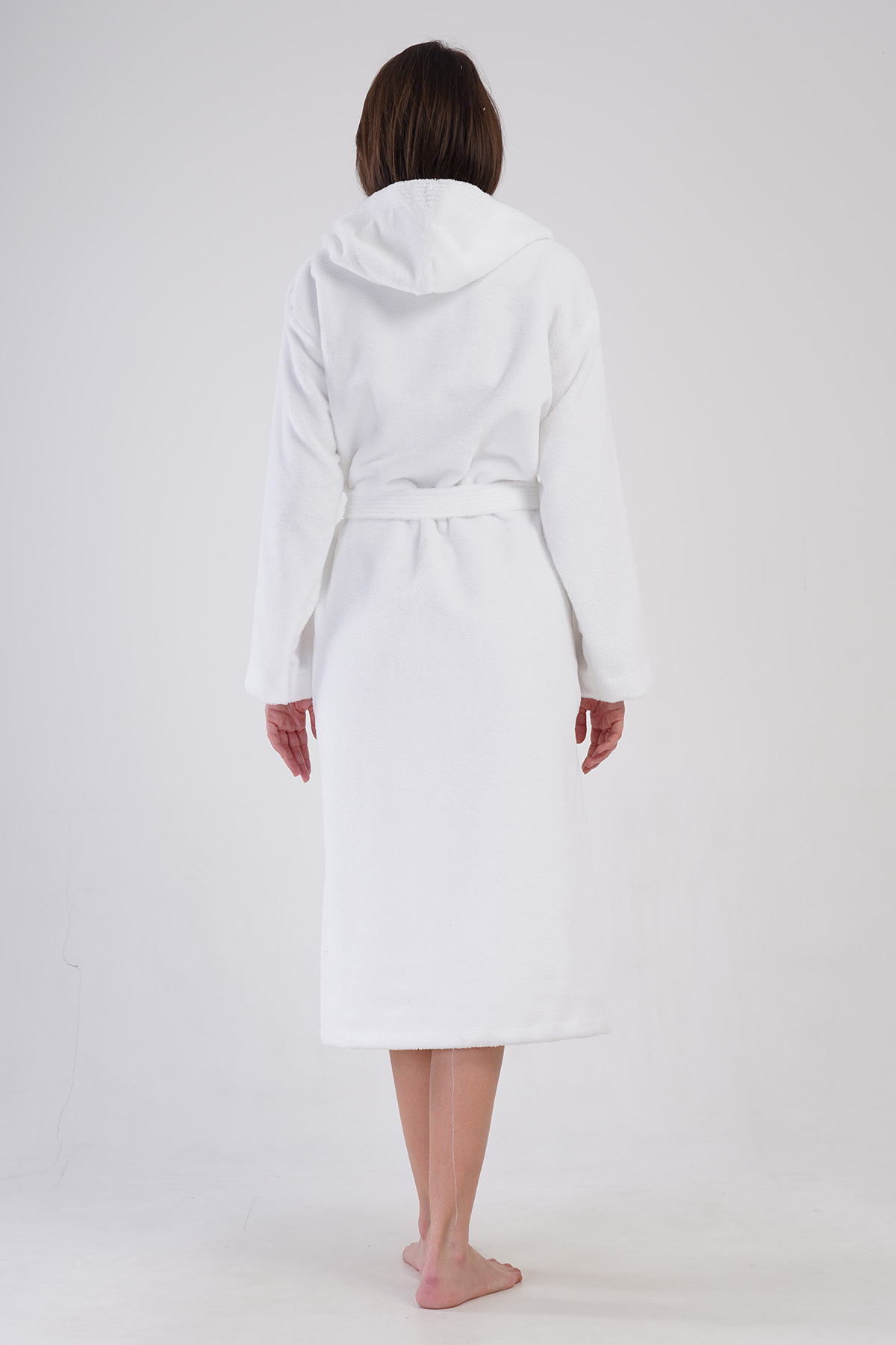 Woman Triga White Hoodie Detail Bathrobe Woman Triga White Hoodie Detail Bathrobe