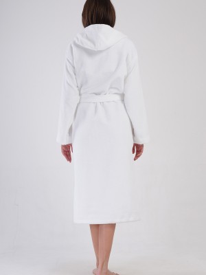 Woman Triga White Hoodie Detail Bathrobe Woman Triga White Hoodie Detail Bathrobe