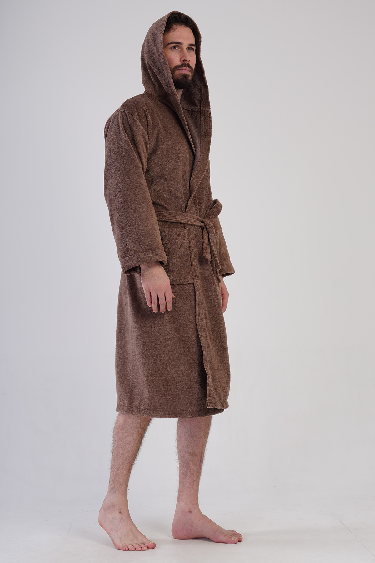 Man Triga Brown Hoodie Detail Bathrobe Man Triga Brown Hoodie Detail Bathrobe