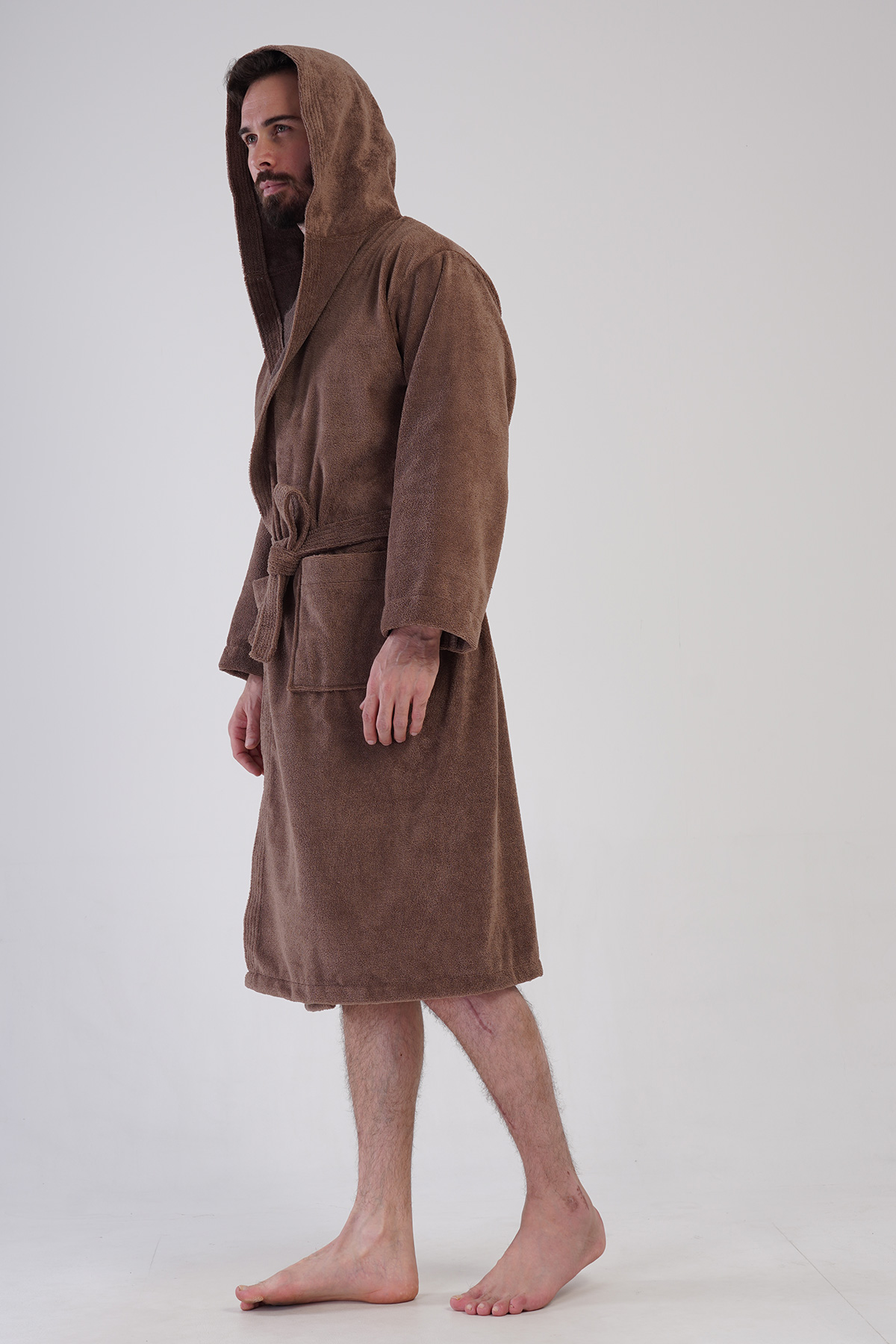 Man Triga Brown Hoodie Detail Bathrobe Man Triga Brown Hoodie Detail Bathrobe