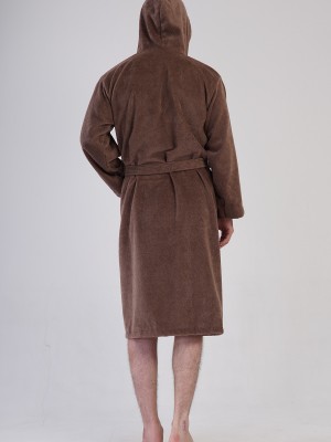 Man Triga Brown Hoodie Detail Bathrobe Man Triga Brown Hoodie Detail Bathrobe