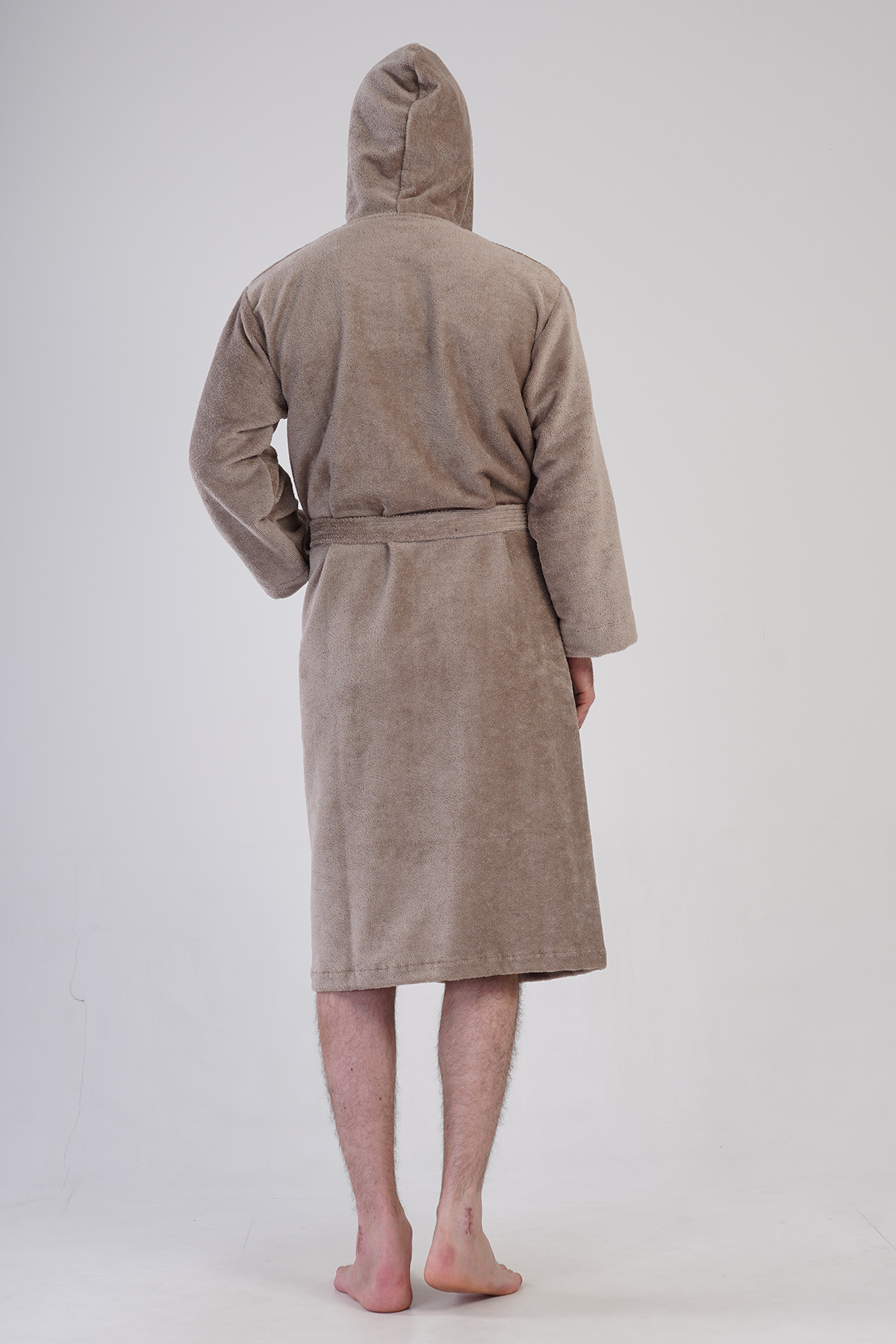 Man Triga Dark Beige Hoodie Detail Bathrobe Man Triga Dark Beige Hoodie Detail Bathrobe